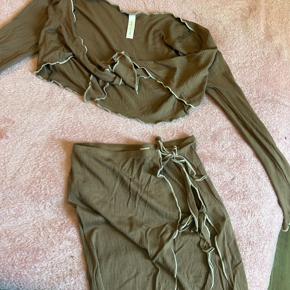 Brown Matching Skirt Set